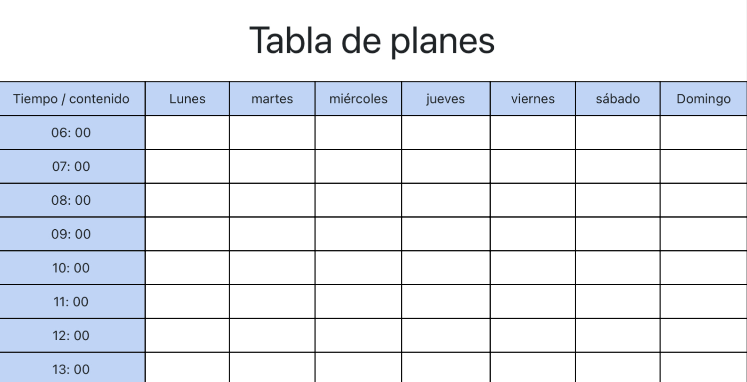 Horario diario simple